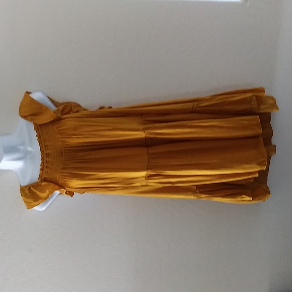 Intimately Free People Golden Dress Sleeveless Short Multi Tear Size M